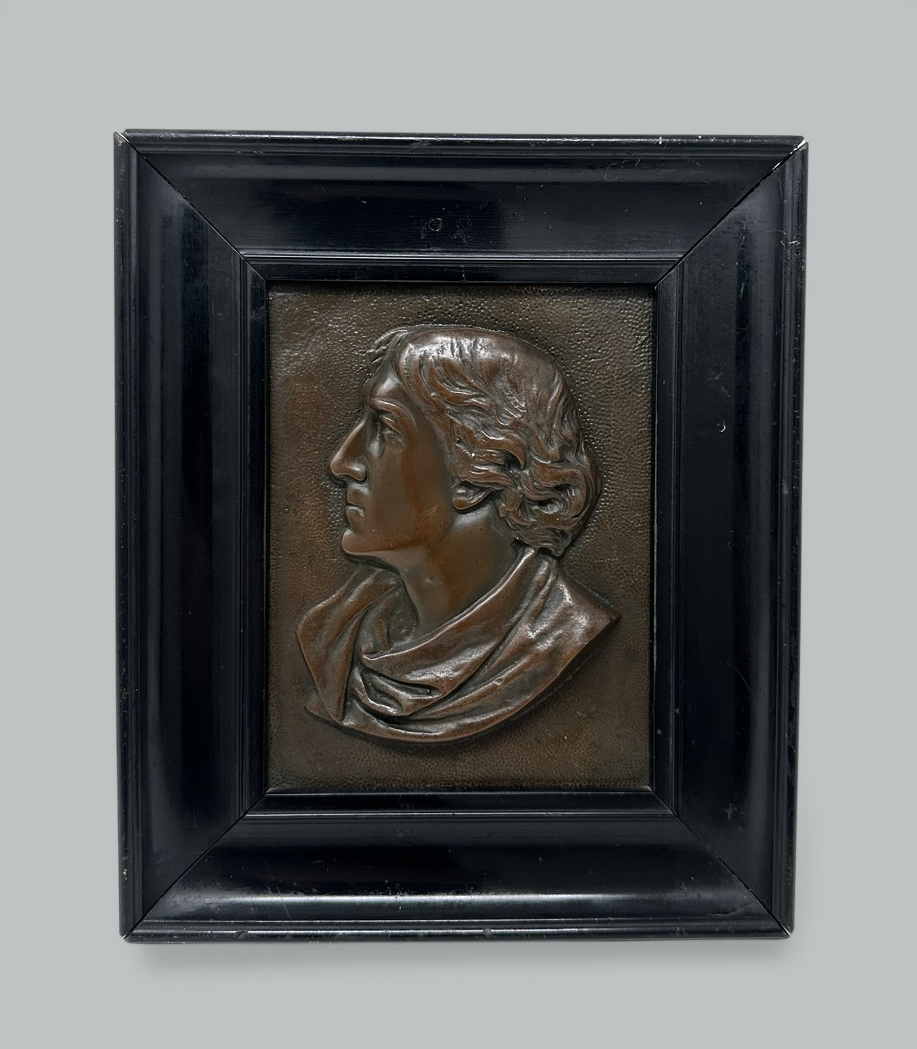596 Antique Bronze Ebony Framed Plaque Portrait of Actor Sir Henry Irving 1838-1905 - Image 3