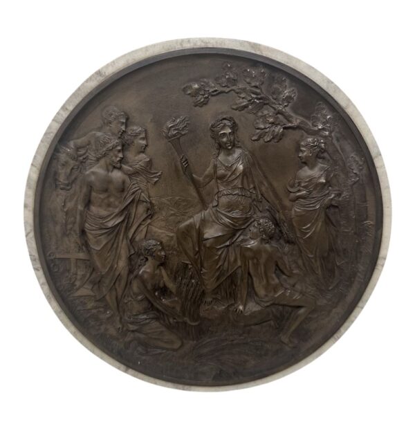 M018 Antique Bronze Plaque Duke Dutchess Devonshire Demeter Godess Edward William Wyon