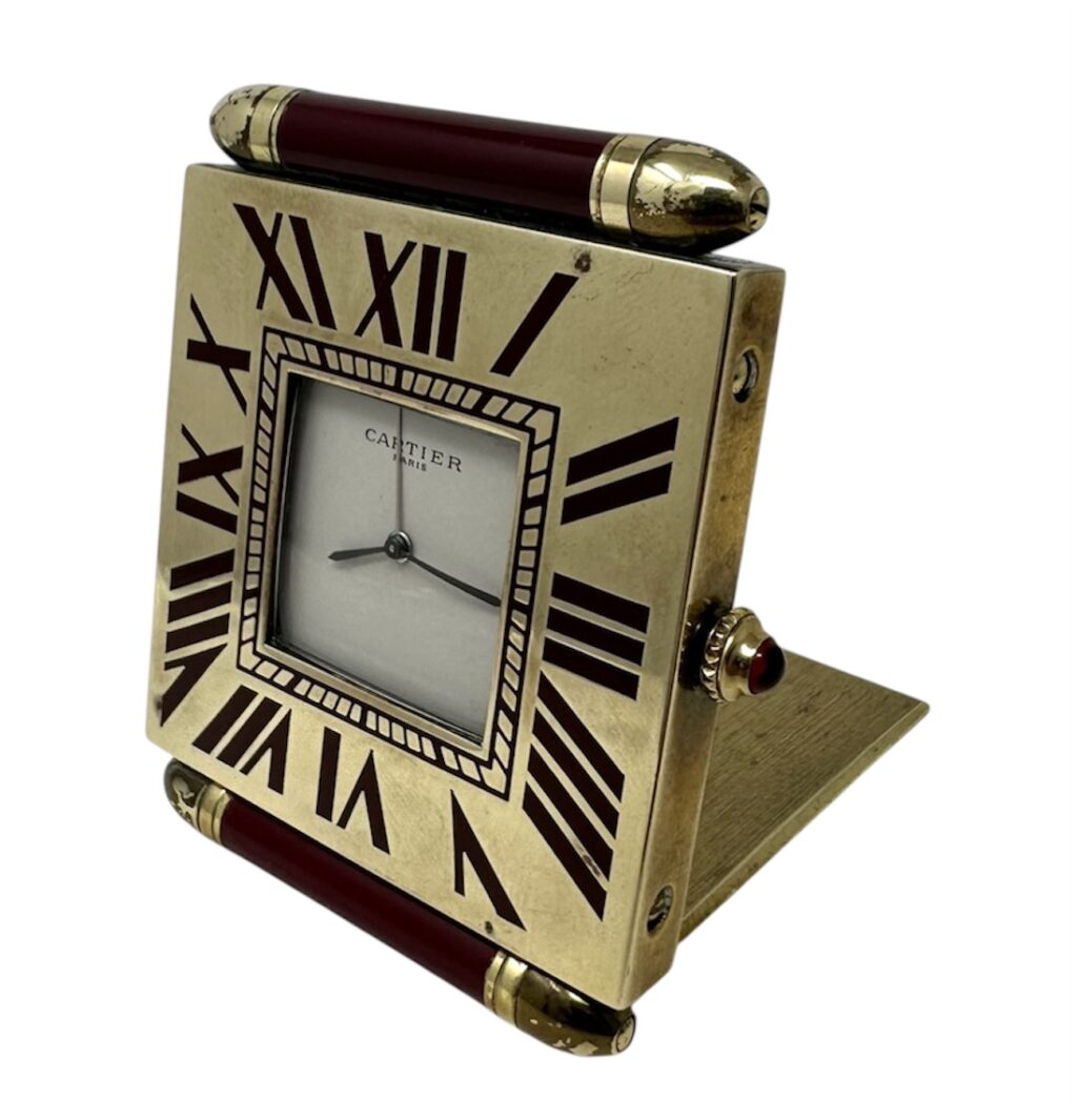 M059 Mid Century Vintage Cartier Paris French Quartz Quadrant Traveling Alarm Clock