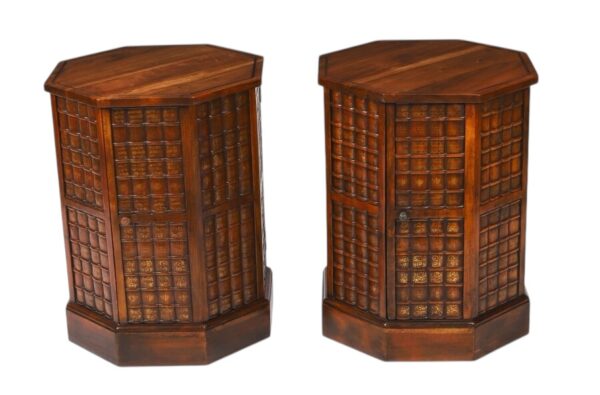 791 Rare Pair of Walnut Faux Book Bedside / Side Cabinets 20th Century