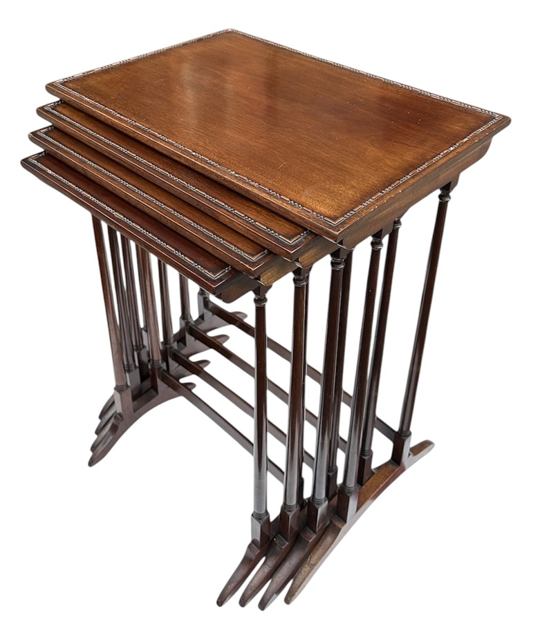 103 Antique Edwardian Mahogany Quartetto Set Nest of Four Occasional Tables 1900
