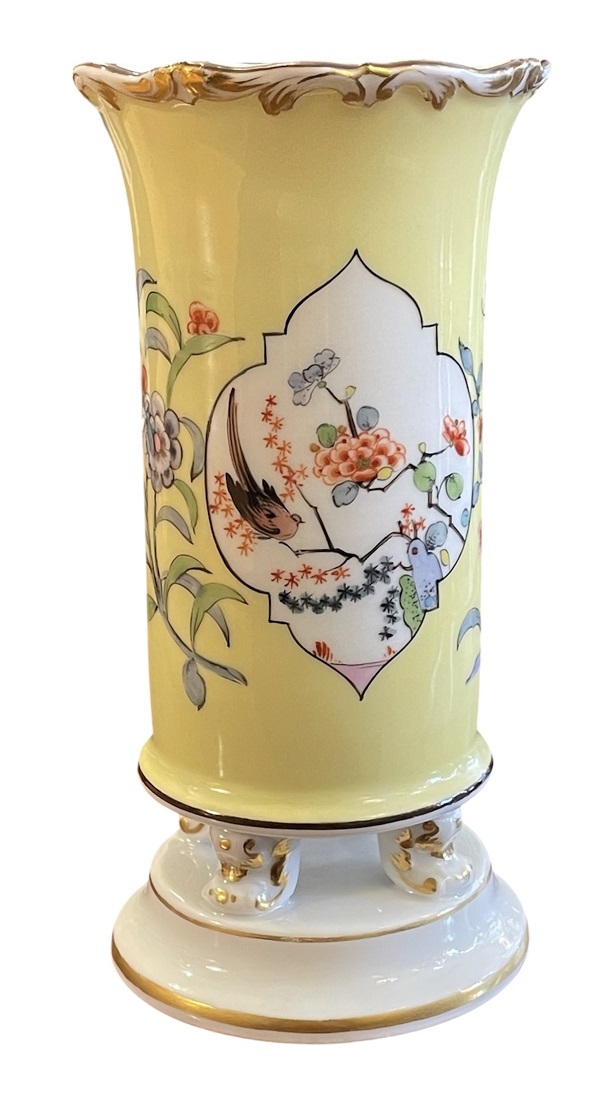 212 Meissen - Hand Painted Trumpet Vase  -  Early 20th Century