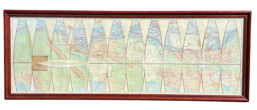 318 Rare Framed Globe Gore Map - Large Size