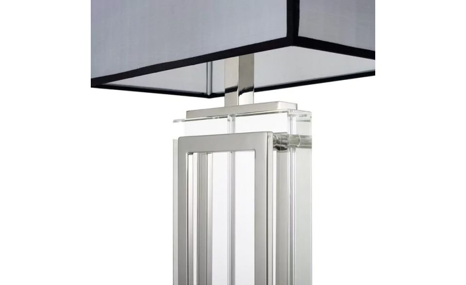 M131 Pair Arlington Table Lamps - Bespoke Shades - Crystal and Nickel - Image 4