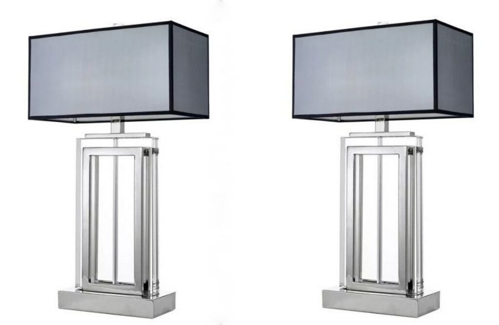 M131 Pair Arlington Table Lamps - Bespoke Shades - Crystal and Nickel