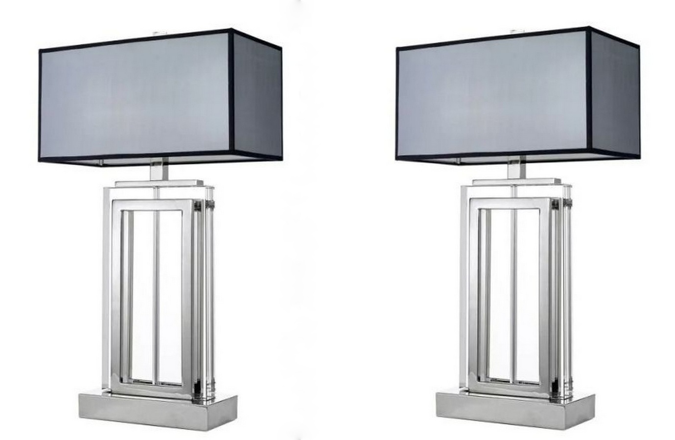 M131 Pair Arlington Table Lamps - Bespoke Shades - Crystal and Nickel