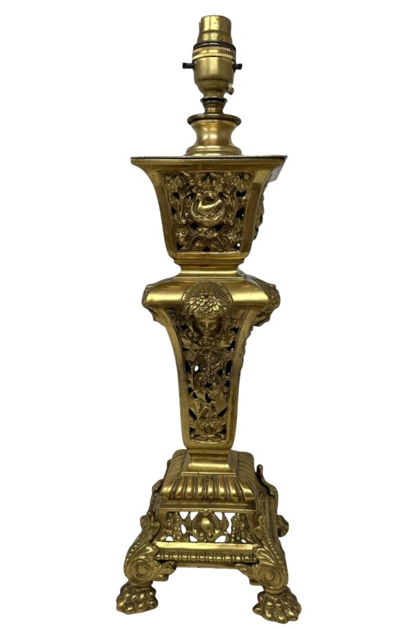 941 Antique French Doré Bronze Neoclassical Ormolu Gilt Electric Table Lamp