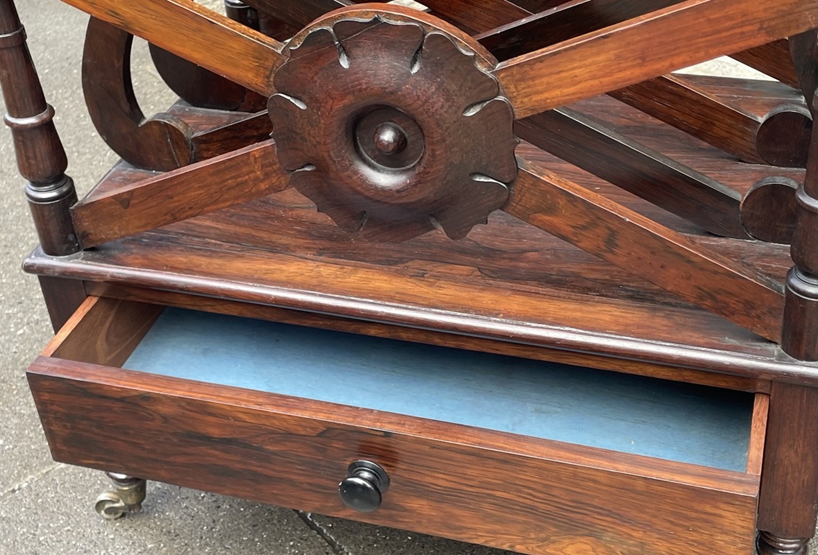 545 Antique George III Rosewood Freestanding Canterbury - Circa 1815 - Image 4
