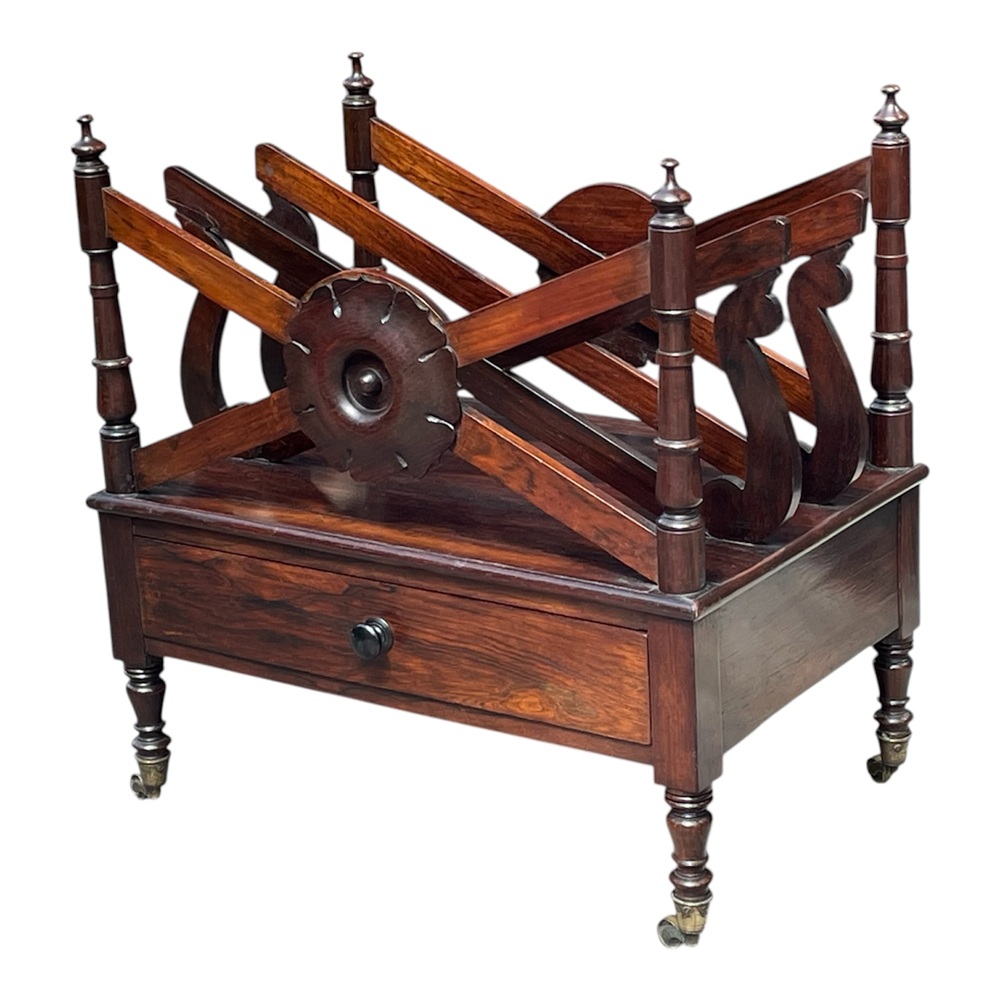 545 Antique George III Rosewood Freestanding Canterbury - Circa 1815