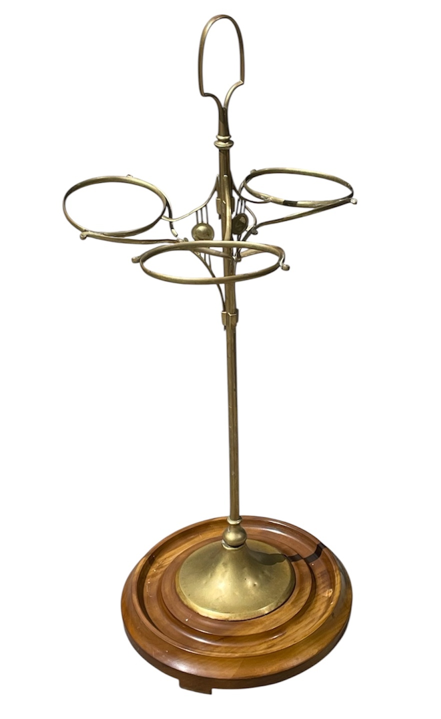 401 French - Parisian Cane Stand Circa 1950 - Brass and Walnut Base - Image 2