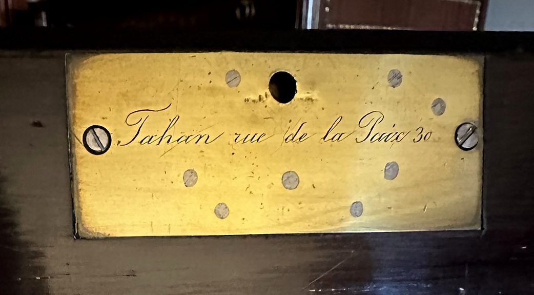 795 Antique French Brass Bound Boulle Desk Wooden Writing Slope Alphonse Tahan, Paris - Image 10