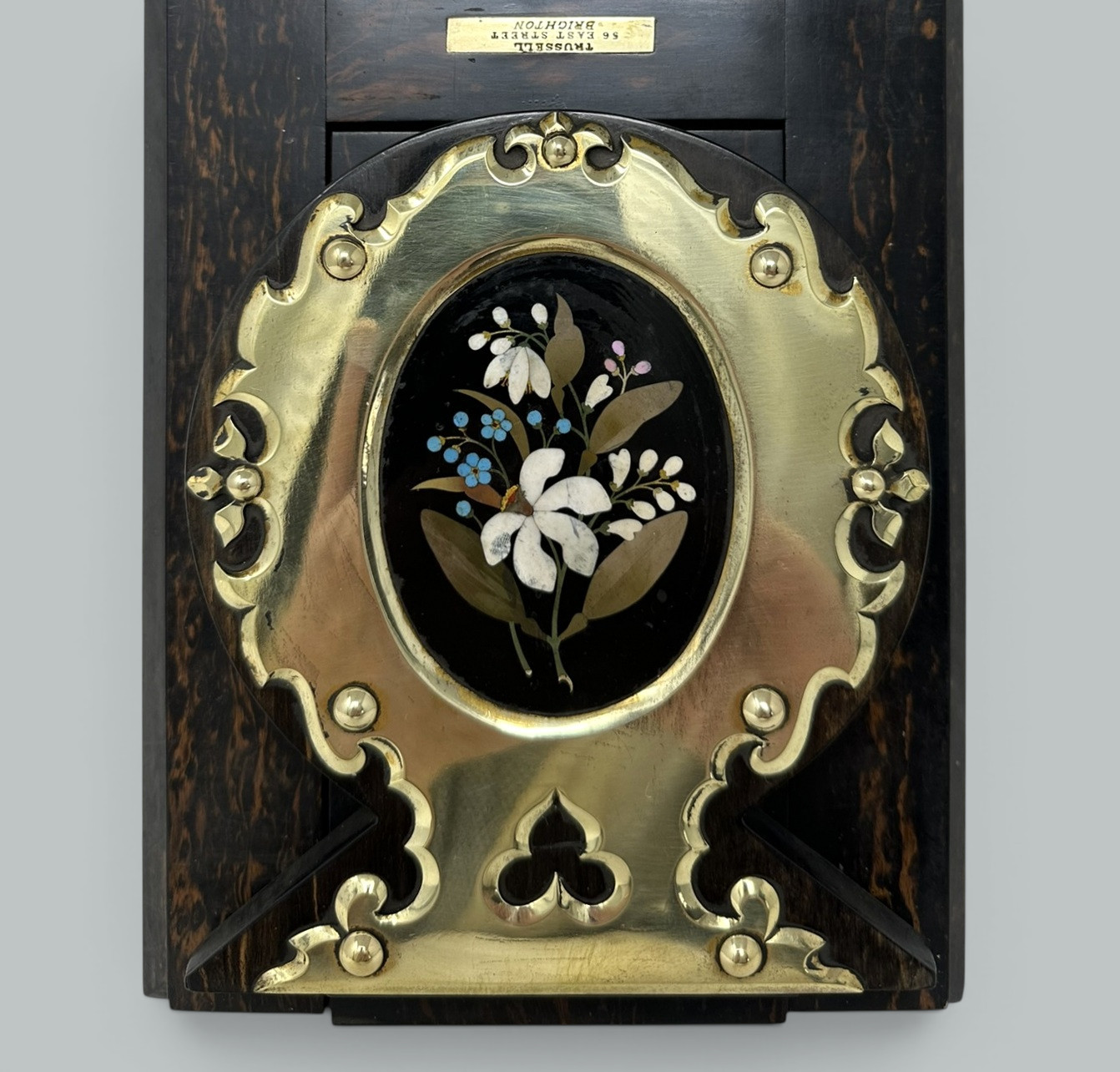 222 Antique Cormandel Wooden Brass Inlaid Book Slide Pietra Dura by George Betjemann - Image 3