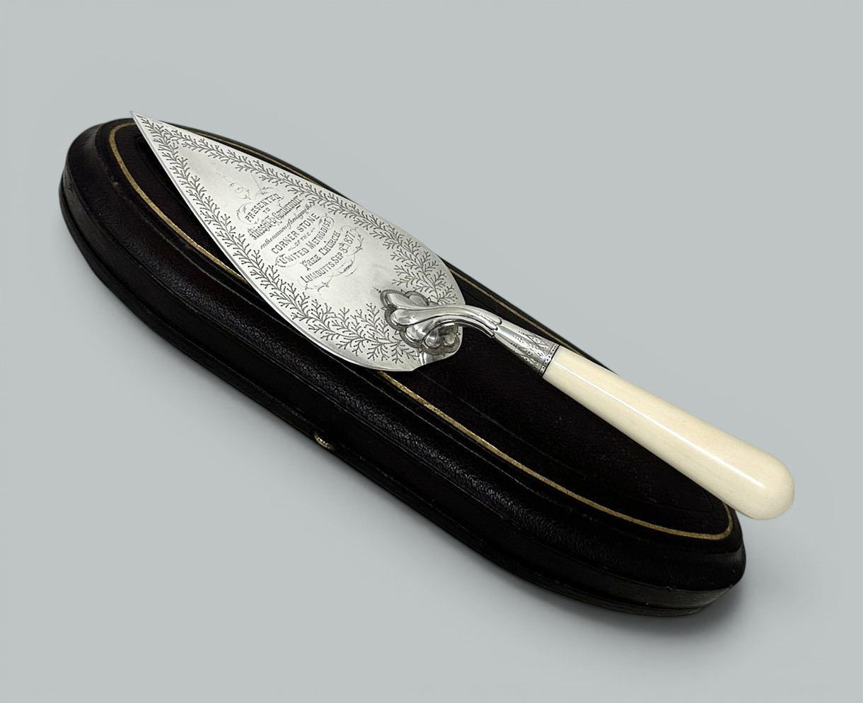779 Antique English Sterling Silver Brick Layers Trowel Bone Handle Martin Hall 1877 - Image 7