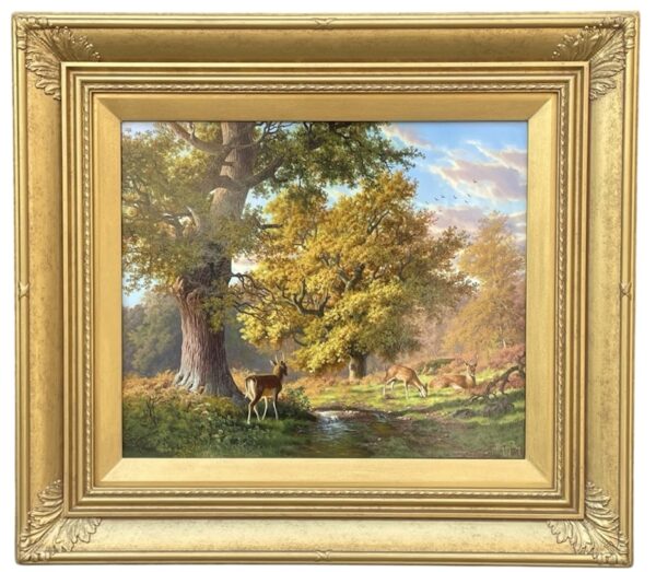 797 Daniel Van der Putten - Deer Wandering in Killarney National Park Co. Kerry Ireland - Oil on Board
