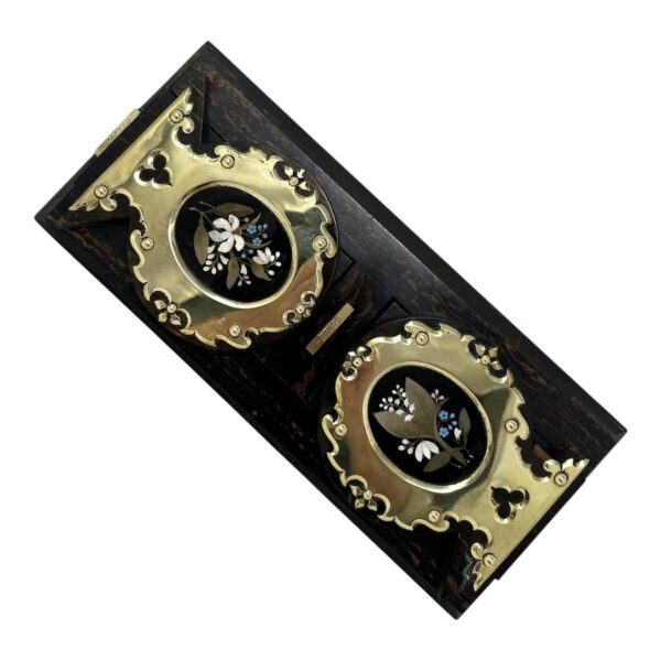 222 Antique Cormandel Wooden Brass Inlaid Book Slide Pietra Dura by George Betjemann
