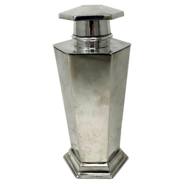 695 Asprey Bond Street Art Deco Antique Vintage Silver Hexagonal Cocktail Shaker 1920