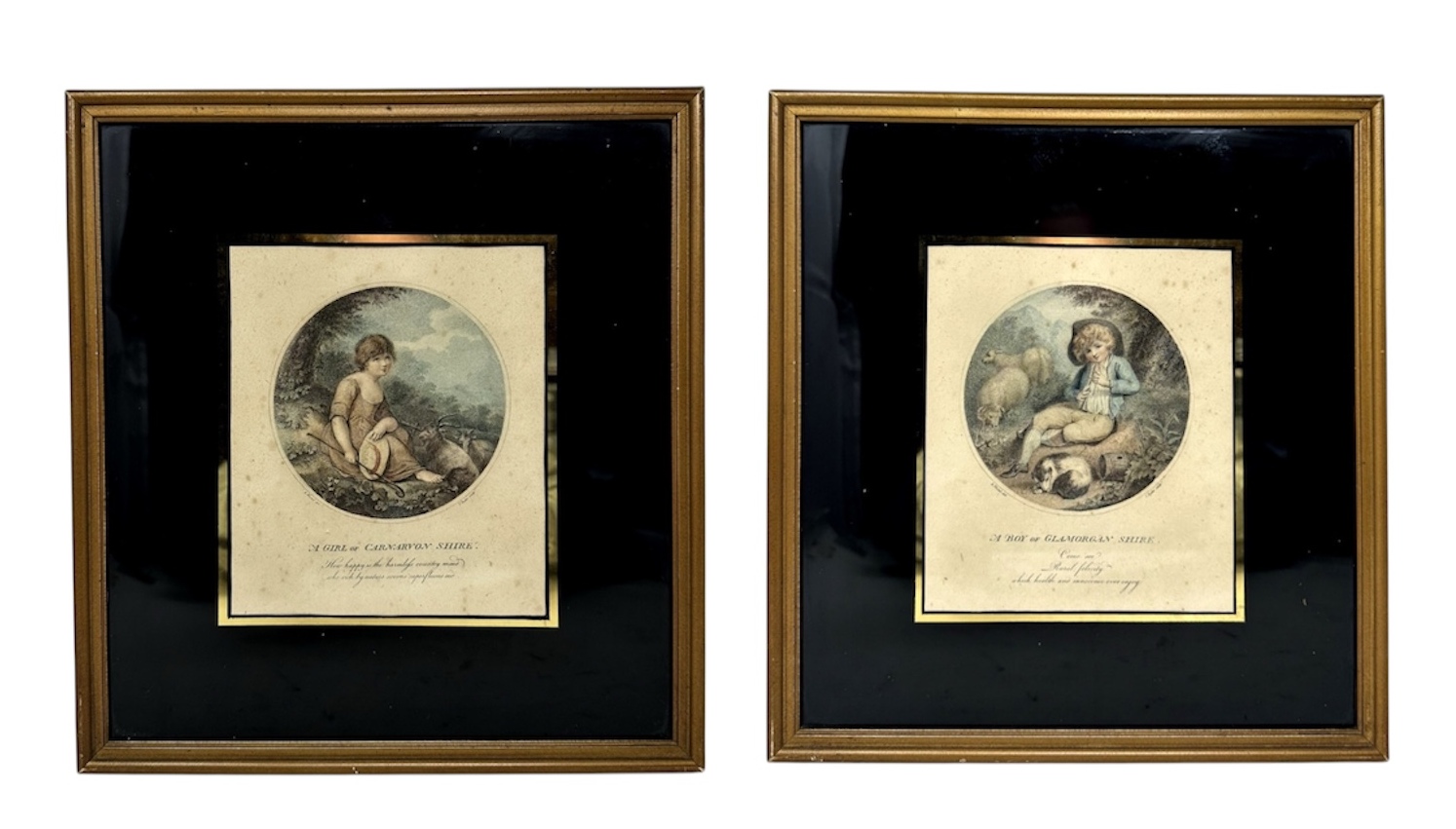154 Antique Regency Pair Hand Colored Stipple Engravings Children Richard Westal 18Ct