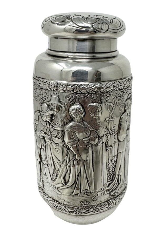 011 Antique German Sterling Silver Teacaddy Neresheimer Sohnes Berthold Muller 1900