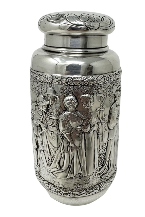 011 Antique German Sterling Silver Teacaddy Neresheimer Sohnes Berthold Muller 1900