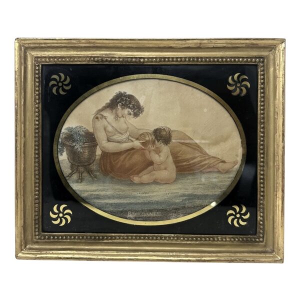 336 Antique Regency Francesco Bartolozzi Hand Colored Stipple Engraving Lady Pair