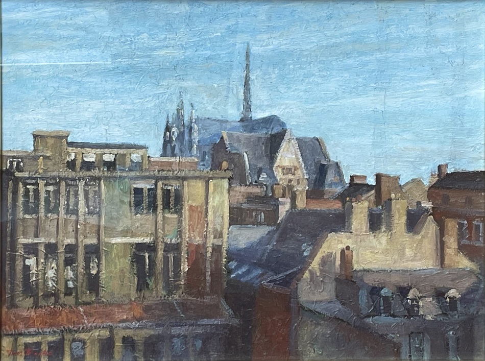 616 Tom Roche (B. 1940) - Framed Oil on Canvas - Cathédrale Notre-Dame - Amiens France - Image 2