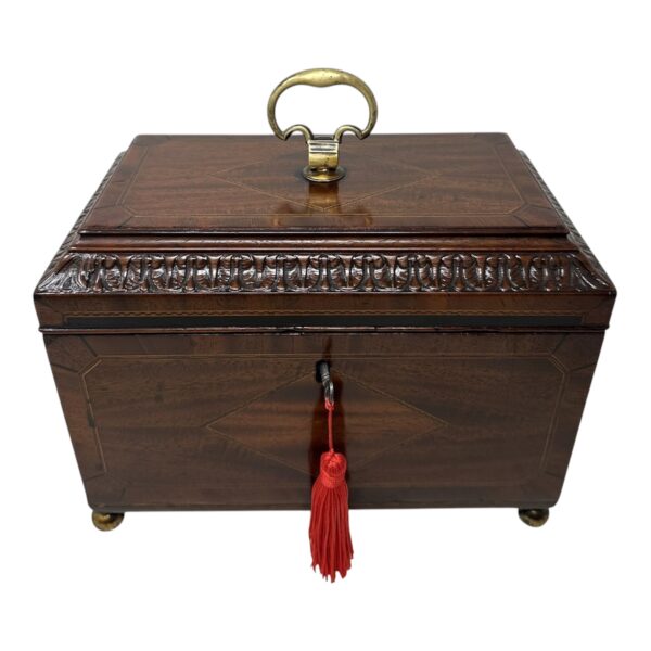 890 Antique English Wooden Georgian Chippendale Triple Tea Caddy 18C Irish Provenance