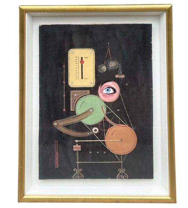 343 John Schwatschke - ‘Keeping an Eye on the Economy' Oil on Board – Framed