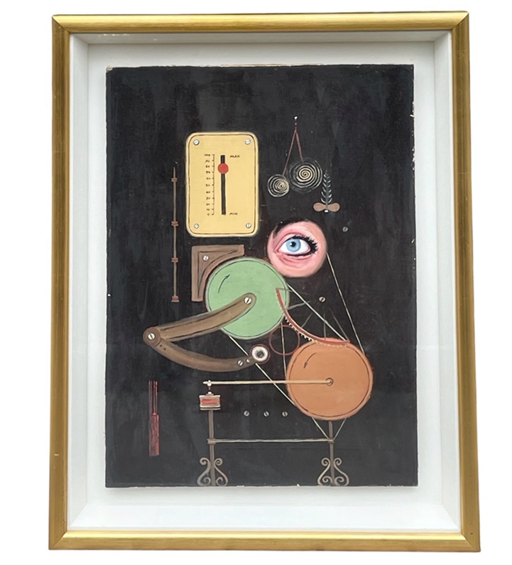 343 John Schwatschke - ‘Keeping an Eye on the Economy' Oil on Board – Framed