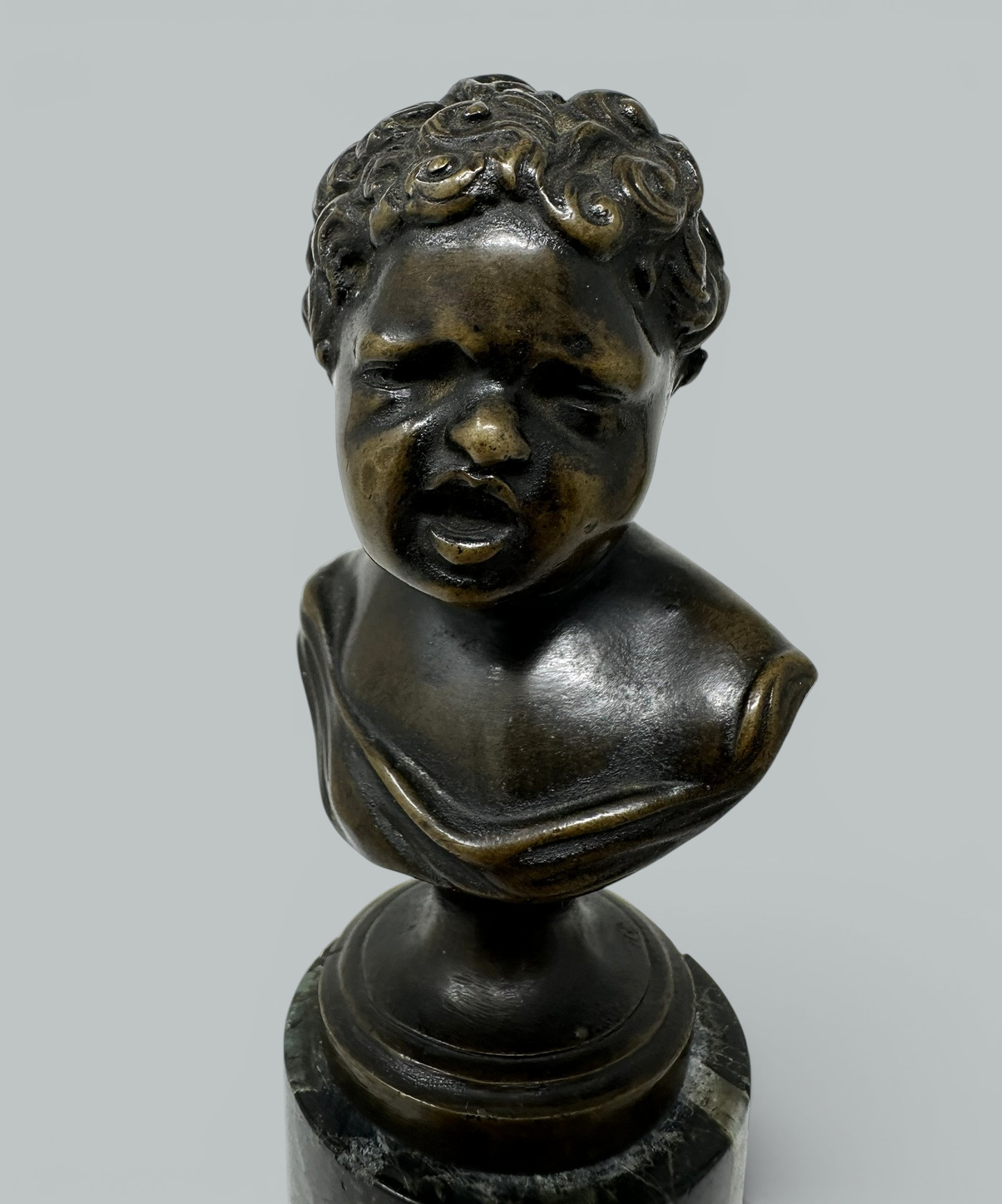 146 Sold Antique Pair French Bronze Marble Busts Grand Tour attrib Jean Antoine Houdon 19C - Image 6