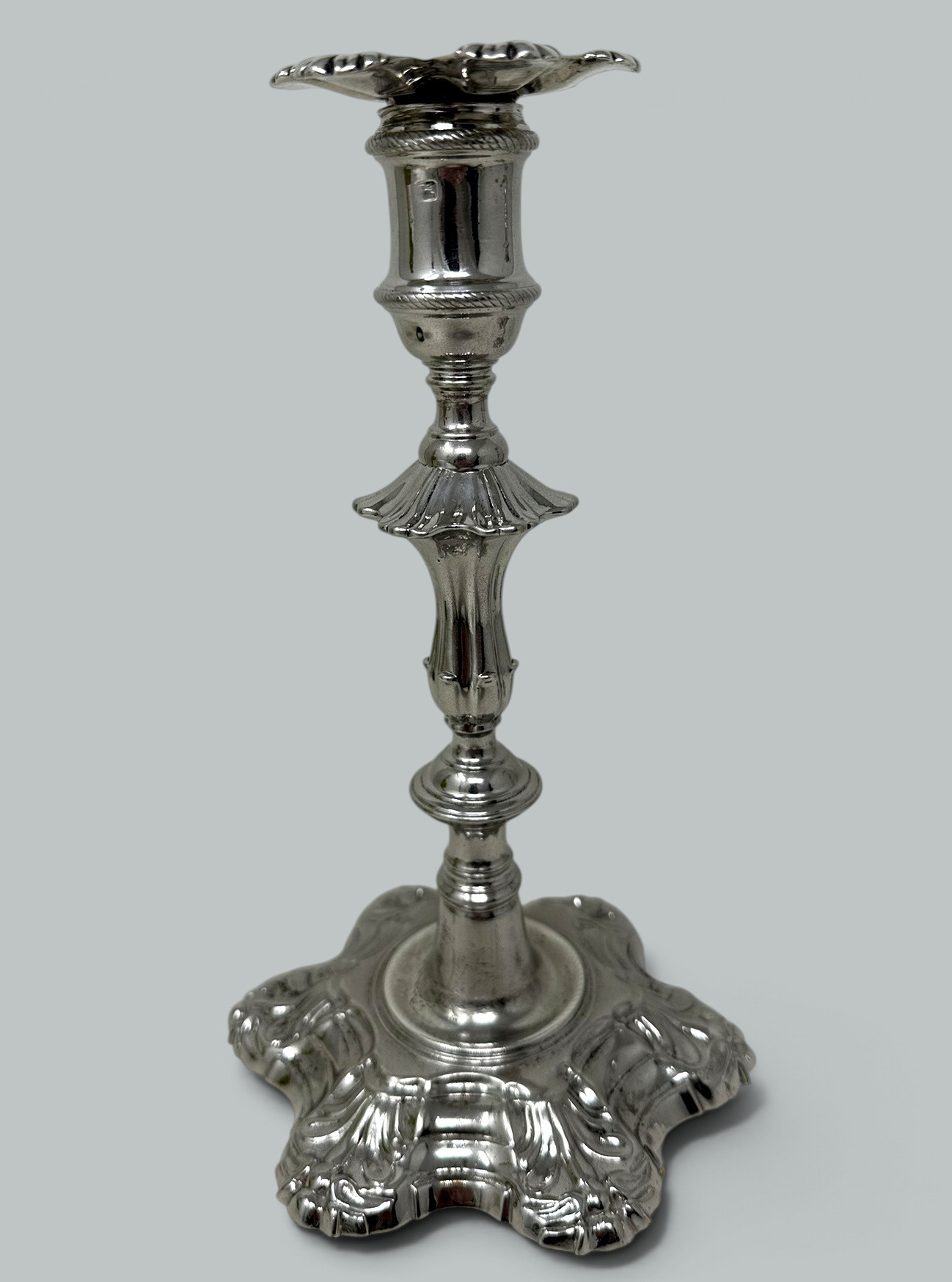 664 Antique Pair English Sterling Silver Georgian Candlesticks by William Cafe 1757 - Image 4