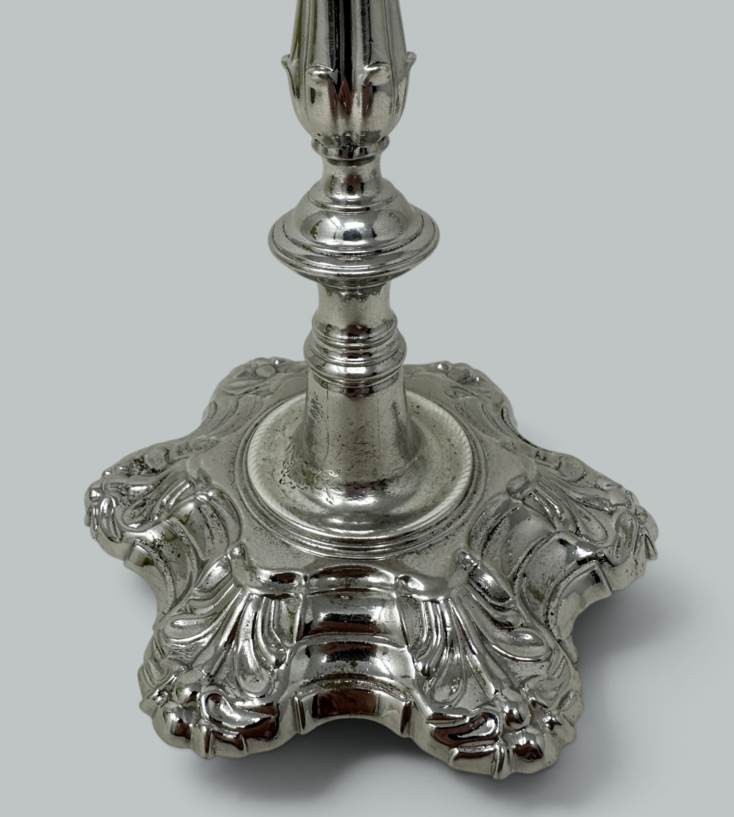 664 Antique Pair English Sterling Silver Georgian Candlesticks by William Cafe 1757 - Image 5