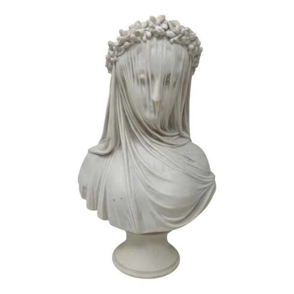 357 Antique English Parian Porcelain Bust VEILED MAIDEN after Monti Raffaele 19thCen