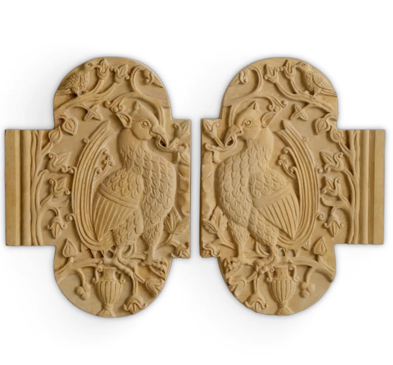 M137 Wall Object Salerno Set of 2, drawing inspiration from a medieval relief made in the vicinity of Salerno, Italy