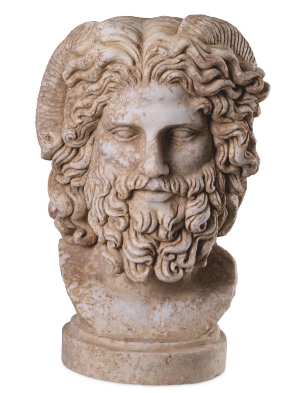 M131 "Bust of Zeus" Celebrates the marble head of Zeus Ammon (ca. A.D. 120–160) in The Met's Greek and Roman art collection. - Image 6