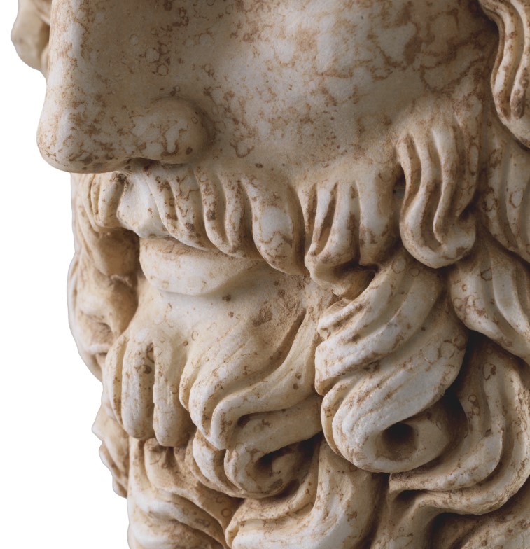 M131 "Bust of Zeus" Celebrates the marble head of Zeus Ammon (ca. A.D. 120–160) in The Met's Greek and Roman art collection. - Image 3